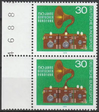 Bundesrep. Deutschland  Nr 786 (Markenpaar - Seitenrand mit Bogenzähler) Postfrisch / **