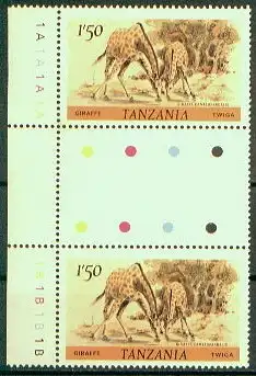 Tansania  Nr 168 A (Randstück mit Zwischensteg und Farbkennung an Rand + Zwischensteg) Postfrisch / **