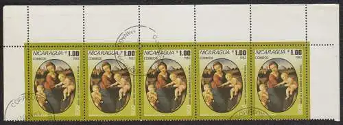 Nicaragua  Nr 2434 Q (Fünferstreifen mit Eckrändern)