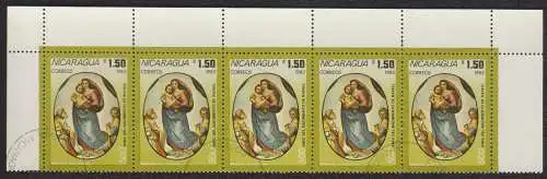 Nicaragua  Nr 2435 Q (Fünferstreifen mit Eckrändern)