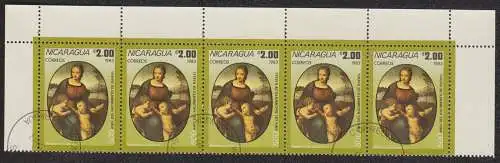 Nicaragua  Nr 2436 Q (Fünferstreifen mit Eckrändern)
