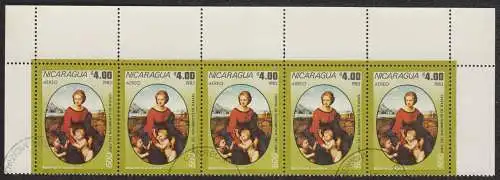 Nicaragua  Nr 2437 Q (Fünferstreifen mit Eckrändern)