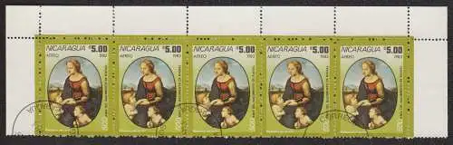 Nicaragua  Nr 2438 Q (Fünferstreifen mit Eckrändern)