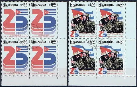 Nicaragua  Nr 2470 - 2471 Q (4-er Blöcke mit Eckrand)
