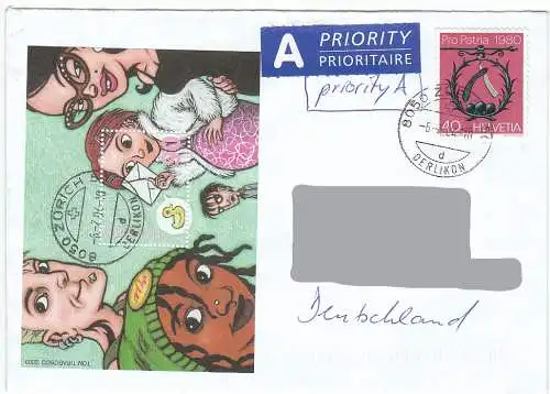 Schweiz  Nr 1843 Q (Block 34) + 1177 Q auf echt gelaufenem Brief