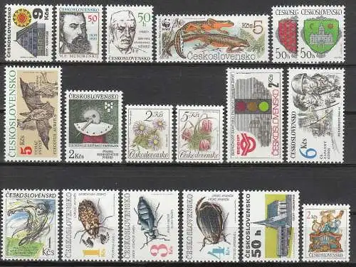 Tschechoslowakei  Nr 1991 ** und 17 weitere postfrische Marken aus den Jahren 1989 - 1992