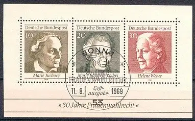 Bundesrep. Deutschland  Nr 596 - 598 Q (Block 5 - Sonderstempel)