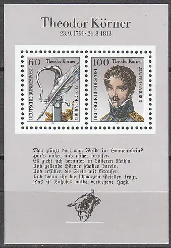 Bundesrep. Deutschland  Nr 1559 - 1560 (Block 25) Postfrisch / **