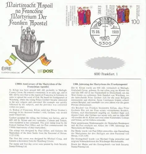 Bundesrep. Deutschland  Nr 1424 Q BRD + 683 Q Irland (1 FDC)