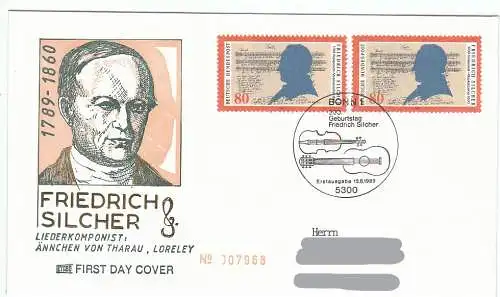 Bundesrep. Deutschland  Nr 1425 Q (Markenpaar - Plattenfehler auf beiden Marken - 1 FDC)