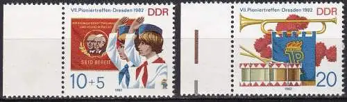 DDR  Nr 2724 - 2725  (Randstücke - einmal mit Farbrandstreifen) Postfrisch / **