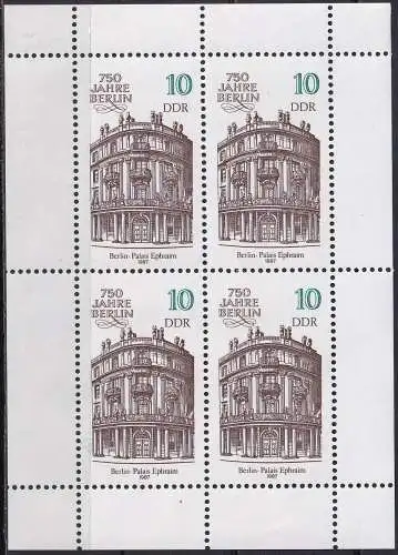 DDR  Nr 3075 - 3078  (Vier Kleinbogen) Postfrisch / **