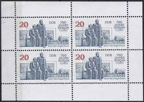 DDR  Nr 3075 - 3078  (Vier Kleinbogen) Postfrisch / **