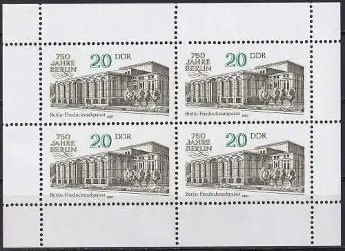 DDR  Nr 3075 - 3078  (Vier Kleinbogen) Postfrisch / **