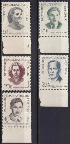 DDR  Nr 881 - 885 (Nr. 883 mit kleinem Gummierungsmangel) Postfrisch / **