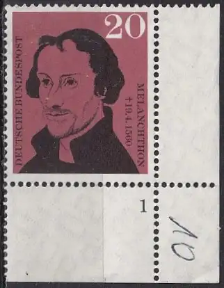 Bundesrep. Deutschland  Nr 328  (Eckrandstück mit Formnummer 1) Postfrisch / **