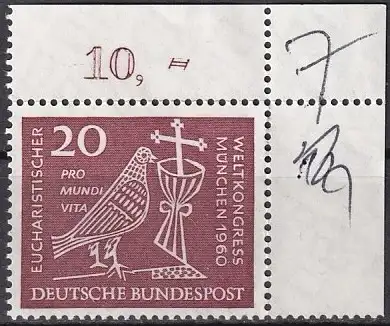 Bundesrep. Deutschland  Nr 331 (Eckrandstück) Postfrisch / **