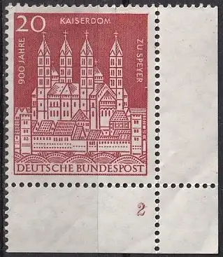 Bundesrep. Deutschland  Nr 366  (Eckrand mit Formnummer 2) Postfrisch / **