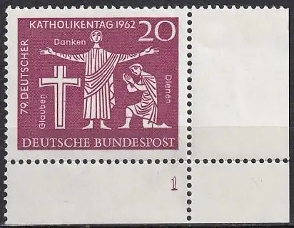 Bundesrep. Deutschland  Nr 381 (Eckrand mit Feldnummer 1) Postfrisch / **