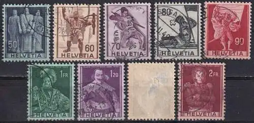 Schweiz  Nr 377 Q - 385 Q (Nr. 384 ist defekt - liegt kostenfrei bei)