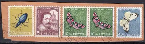 Schweiz  Nr 632 + 633 (2 x) + 635 - 636 Q  (auf Briefausschnitt)