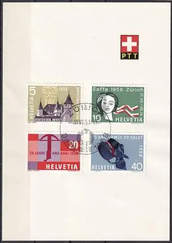 Schweiz  Nr 653 - 656 Q  (geklebt - auf Folder der PTT)