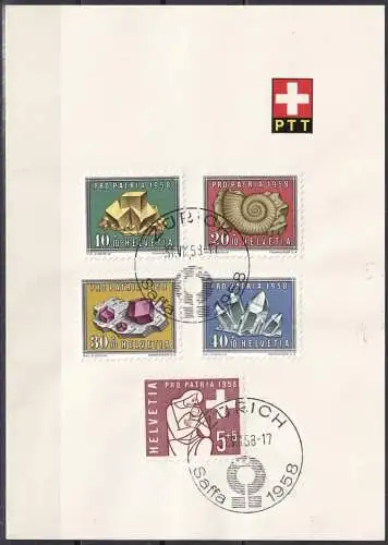 Schweiz  Nr 657 - 661  Q  (geklebt - auf Folder der PTT)