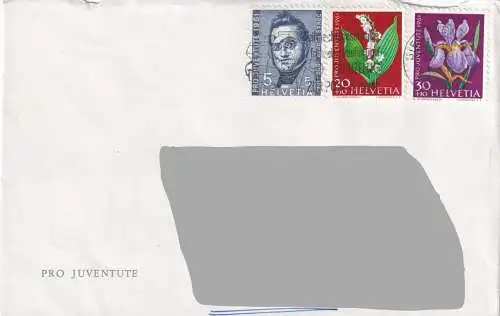 Schweiz  Nr 742 + 744 + 745 Q  (auf Briefumschlag)