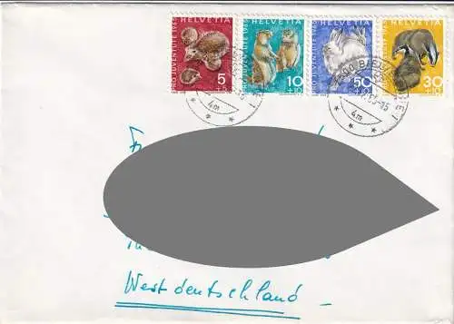 Schweiz  Nr 826 Q + 827 Q + 829 Q + 830 Q  (auf Brief)