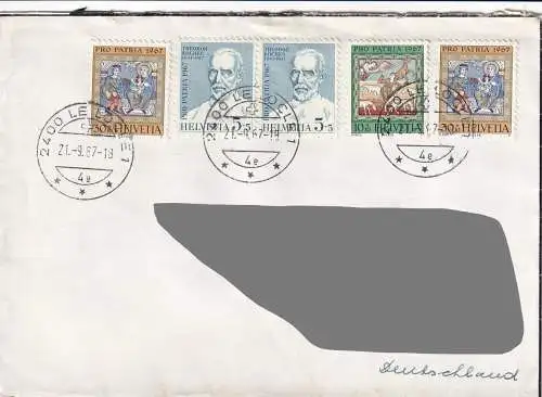 Schweiz  Nr 853 Q (Markenpaar) + 854 Q + 856 Q (2x)  auf Brief