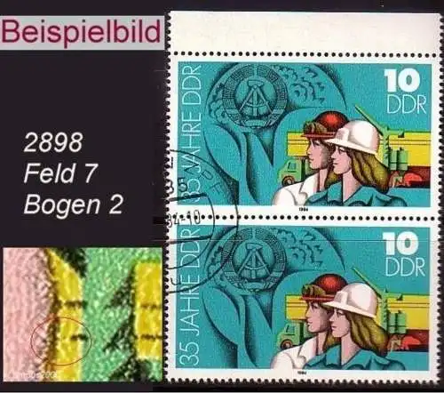 DDR 2898 f7 verkürzte Linie gestempelt BST (4266)