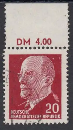 DDR 848 Xxi OR1 Ulbricht Oberrand DM Briefmarke gestempelt (6194B)