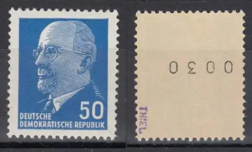 DDR 937 aZxI R Ulbricht Zählnummer Briefmarke postfrisch ** mit Altprüfung (6192B)
