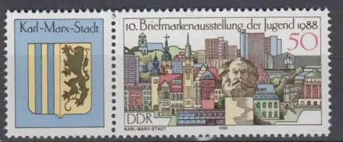 DDR 3176 I Richter 3176 f48 Plattenfehler postfrisch ** (6148B)