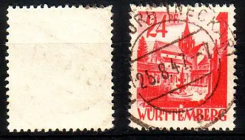 Württemberg 8 gestempelt mit Plattenfehler III (5733B)