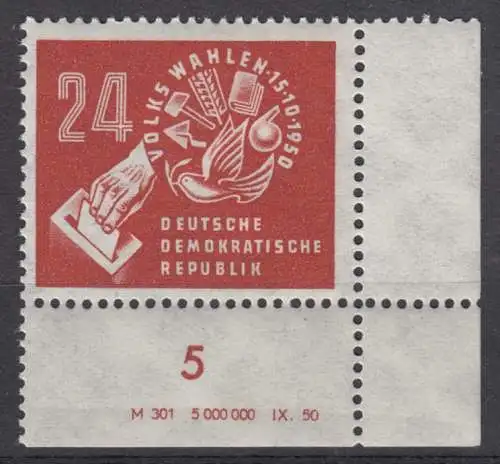 DDR 275 DV Druckvermerk Briefmarke Eckrand durchgezähnt postfrisch ** (6228A)