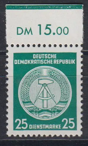 DDR Dienst A 23 xI XI Oberrand postfrisch ** Dienstmarke (3635C) 