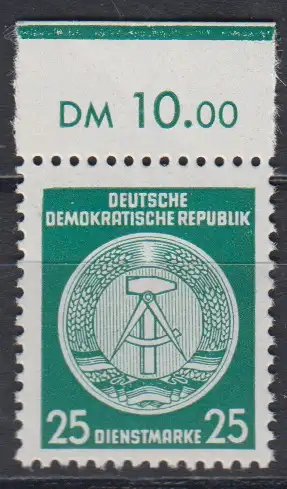 DDR Dienst A 23 xI XI Oberrand postfrisch ** Dienstmarke (3636B) 