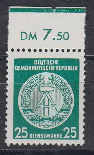 DDR Dienst A 23 xI XI Oberrand postfrisch ** Dienstmarke (3636C) 