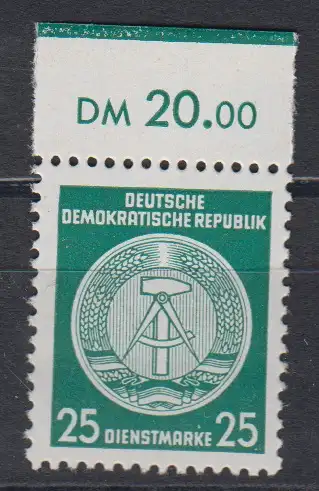 DDR Dienst A 23 xI XI Oberrand postfrisch ** Dienstmarke (3637B) 