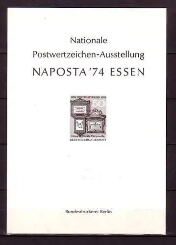 BRD 825 als Schwarzdruck Sonderdruckblock zur Naposta 74 Essen (5638)