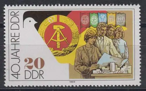 DDR 3281 f17 Plattenfehler Abart Fehler postfrisch ** Fleck in Hand (5452B)