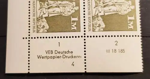 DDR 1882 DV DWD Druckvermerk nachgraviert Formnummer 4 postfrisch ** RWZ (6388C)