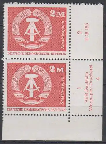 DDR 1900 DV DWD Druckvermerk Formnummer 4 postfrisch ** Eckrand (6371C)