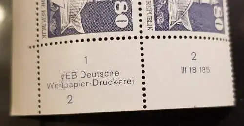 DDR 1920 DV DWD Druckvermerk Formnummer 2 mit BZN postfrisch ** RWZ (6508A)