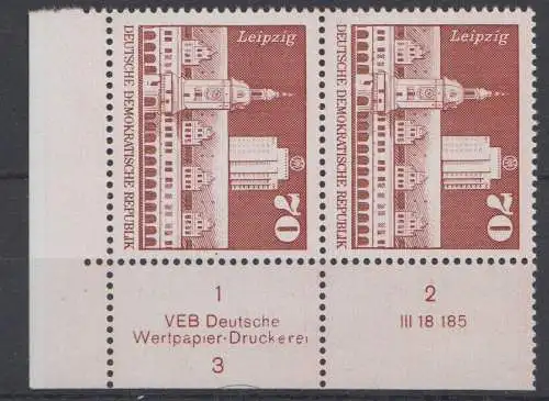 DDR 1881 DV DWD Druckvermerk Formnummer 3 postfrisch ** Eckrand (6334A)