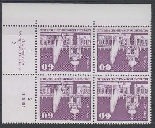 DDR 1919 DV DWD Druckvermerk Formnummer 2 postfrisch ** Eckrand (6336A)