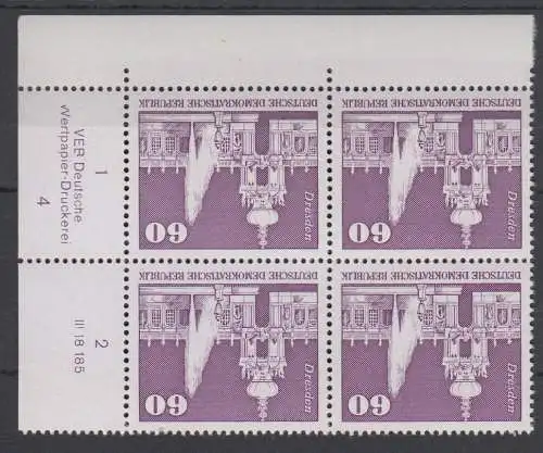 DDR 1919 DV DWD Druckvermerk Formnummer 4 postfrisch ** Eckrand (6337A)