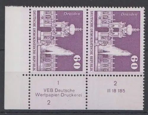 DDR 1919 DV DWD Druckvermerk Formnummer 2 postfrisch ** Eckrand (6335A)