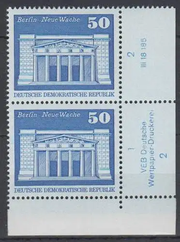 DDR 1880 DV1 DWD Druckvermerk Formnummer 2 postfrisch ** Eckrand (6351A)
